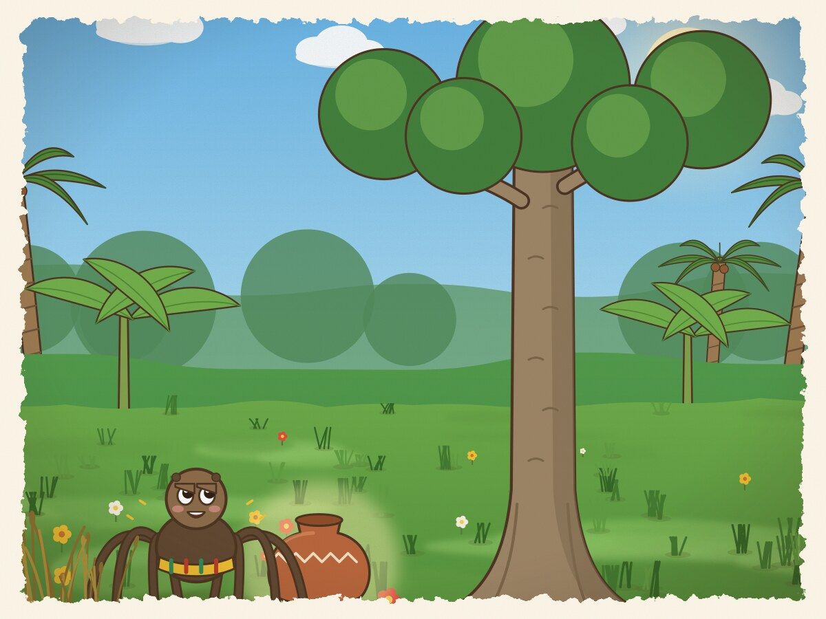 Scene 3: He decided to hide the pot at the very top of the tallest tree in the forest.