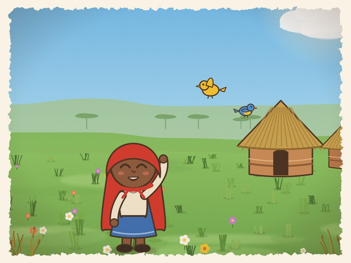 Scene 1: A long time ago, there lived a delightful young girl who always wore a bright red hooded cloak.