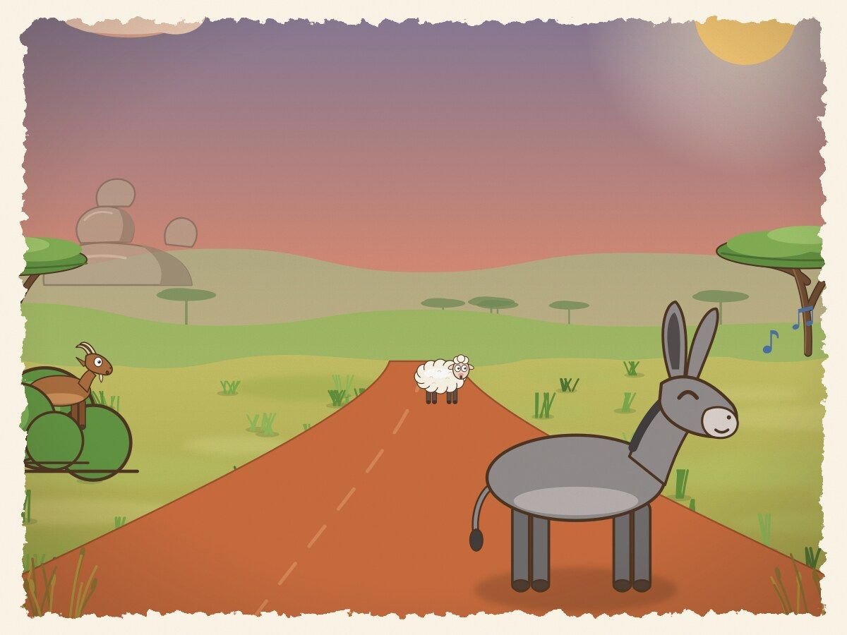 Scene 7: And Donkey walks along unbothered, knowing he owes nobody anything in this world! That is where the storyteller rests.