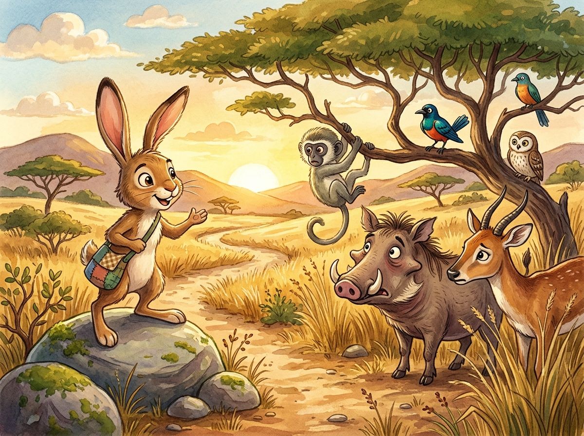 Scene 3: All the woodland creatures trembled with fear. But tiny Tsuro piped up, "Let me go talk to King Lion myself."